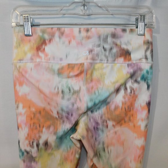 Gap Fit Womens S Blur Floral Pink Orange Yellow Cropped Workout Athletic Legging - Picture 9 of 10